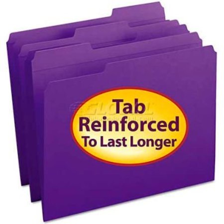 SMEAD Smead® File Folders, 1/3 Cut, Reinforced Top Tab, Letter, Purple, 100/Box 13034